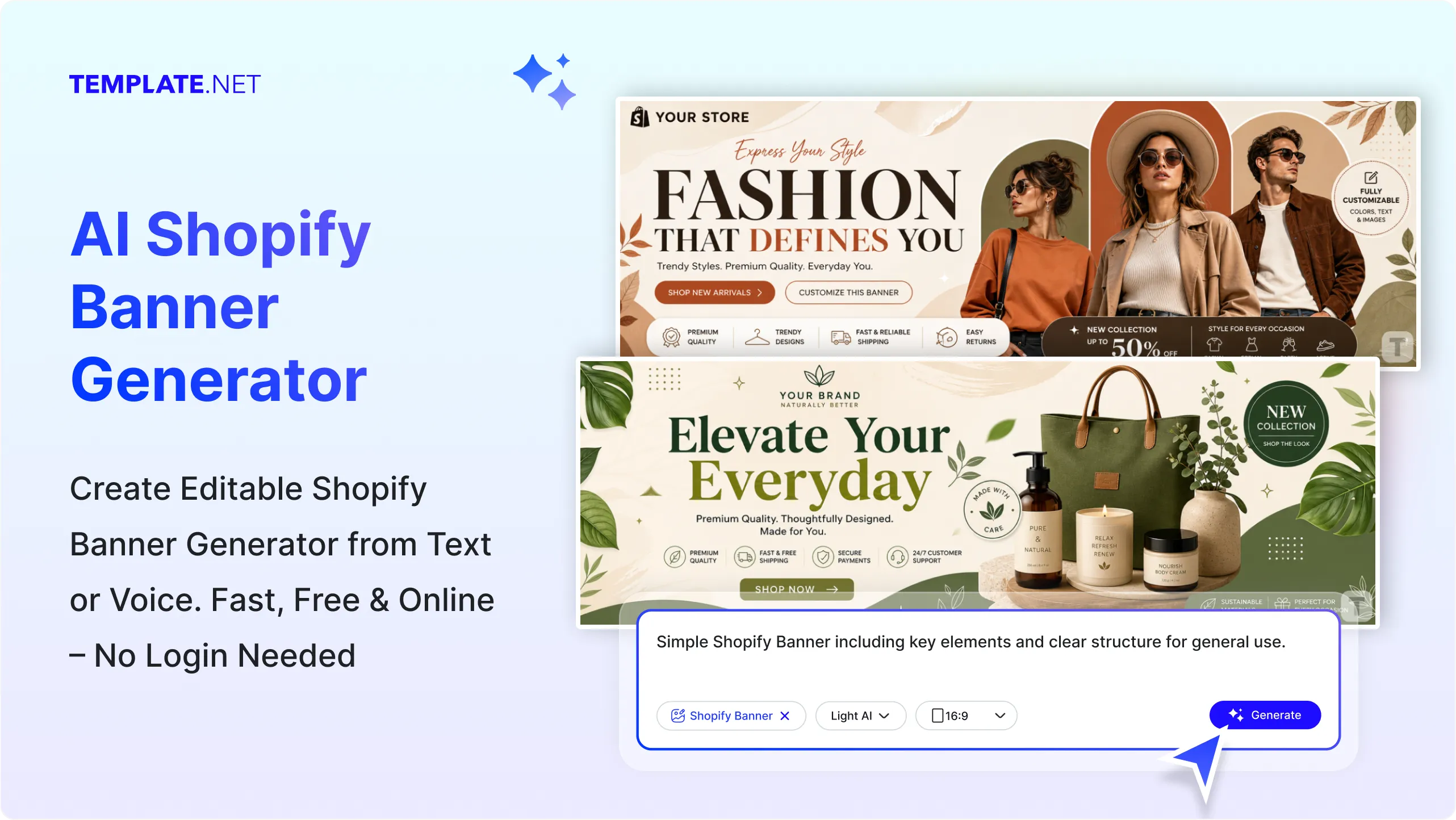 Free AI Shopify Banner Generator, Create Shopify Banner image Designs Online [ No Signup ]
